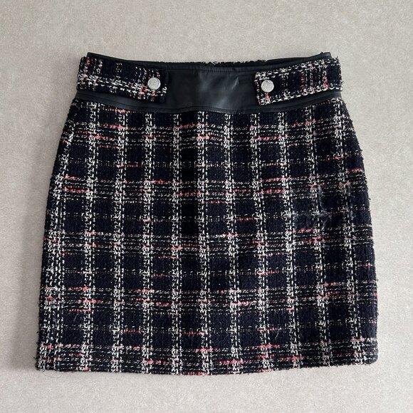 Maje Jisido Faux Leather Detail Tweed Mini Skirt ASO Katy Keene - Picture 7 of 11